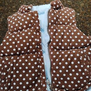 Reversable Brown Polka Dot Kids Puffer Vest